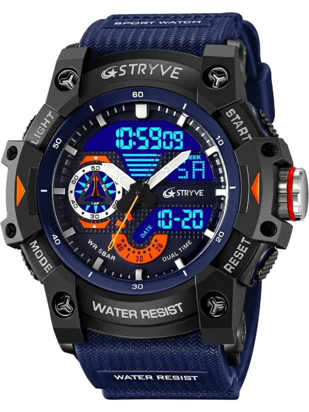 Mens Bright And Purple Analog Quartz S-Shock Waterproof Sports LED Digital Watch
